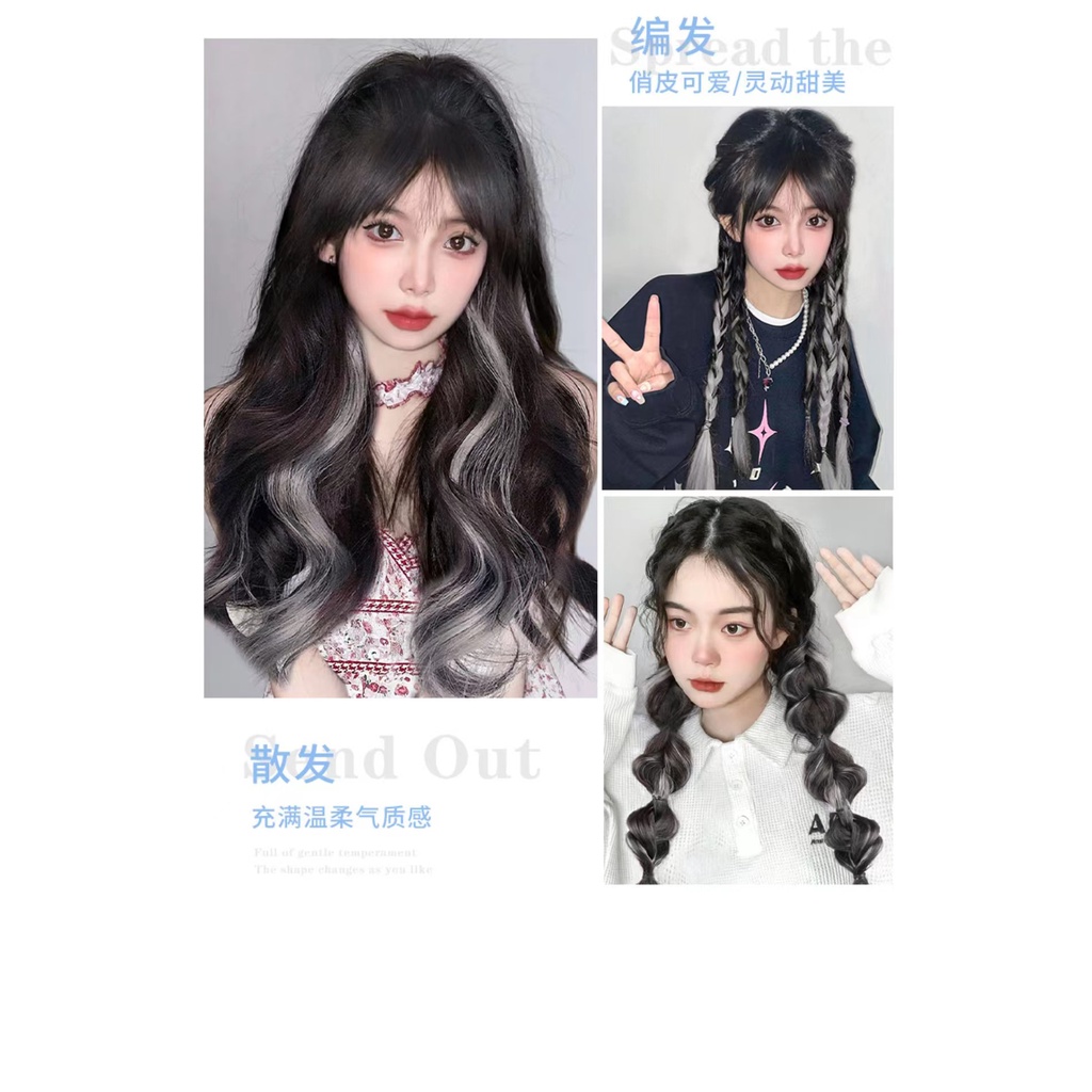 Tóc giả MISS FANCY dài xoăn gợn sóng 45cm 60cm 3 mảnh thời trang cho nữ