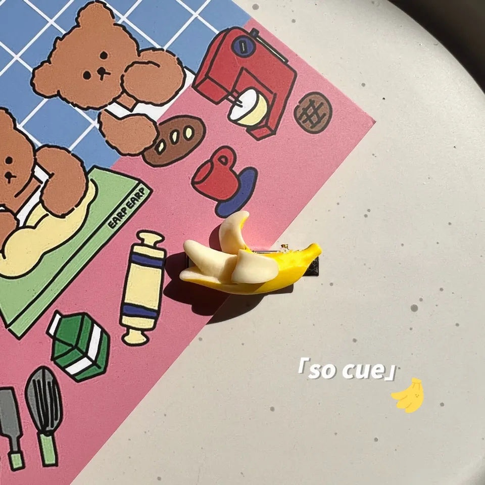 Kẹp Tóc Mái Bên Họa Tiết Trái Chuối Dễ Thương Sáng Tạo Vui Nhộn Dành Cho Bạn Gái