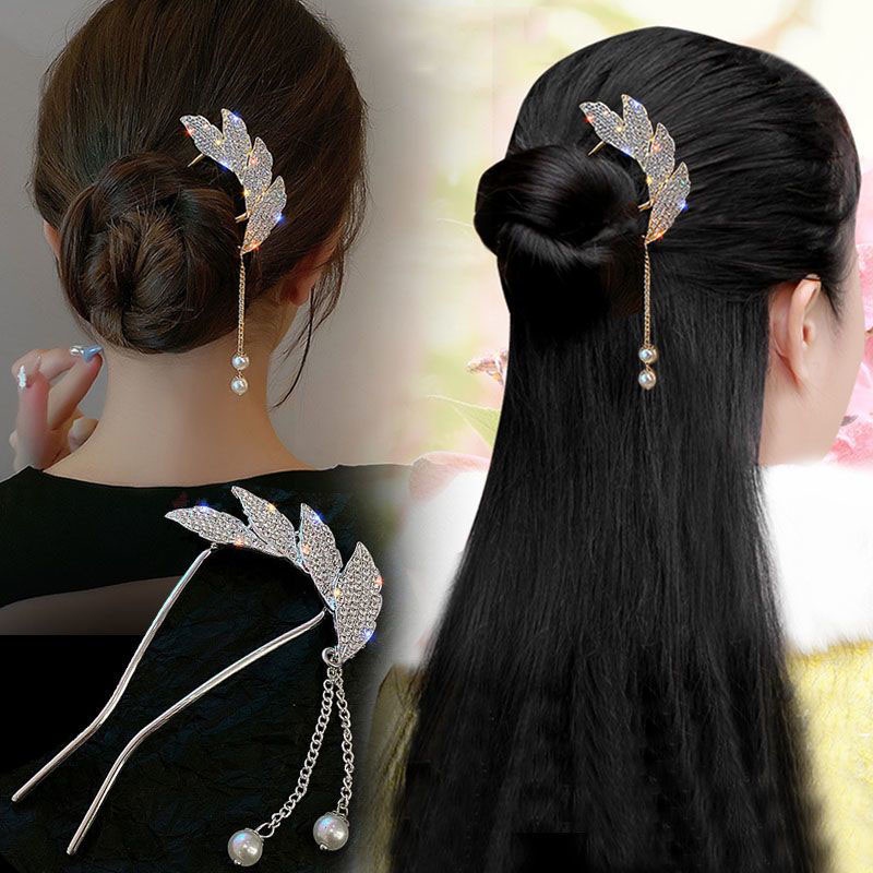 (MớI) Trâm CàI TóC HìNh Lông Vũ ĐíNh Đá Xinh XắN