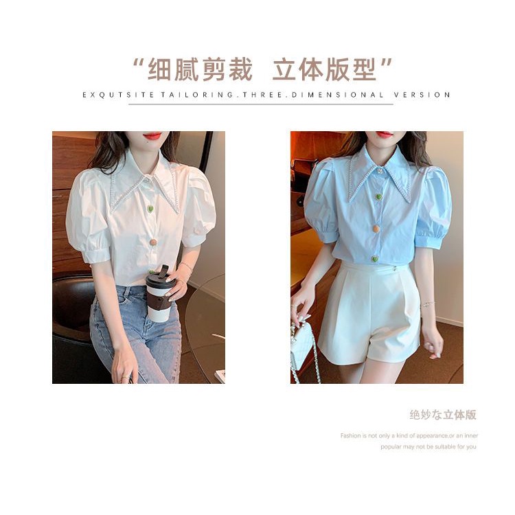 Áo Sơ Mi Tay Phồng Thời Trang Mùa Hè Hàn Quốc 2023 Thiết Kế Mới Cho Nữ