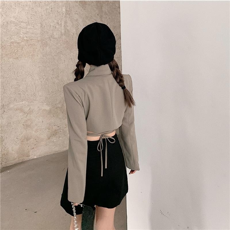 Áo Khoác Croptop Eo Cao Buộc Dây Phong Cách Hàn Quốc BZA Hàng Có Sẵn!Hàng Mới Về Mới Áo Vest Tay Dài Phong Cách Retro Mùa Thu 2023 Cho Nữ