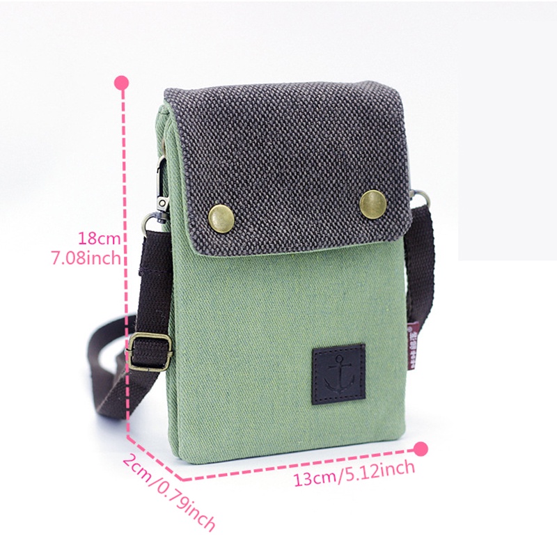 Túi Vải Đeo Chéo Mini Nhiều Ngăn Đựng Điện Thoại Màu Trơn Đơn Giản Thông Dụng Dành Cho Nam Nữ