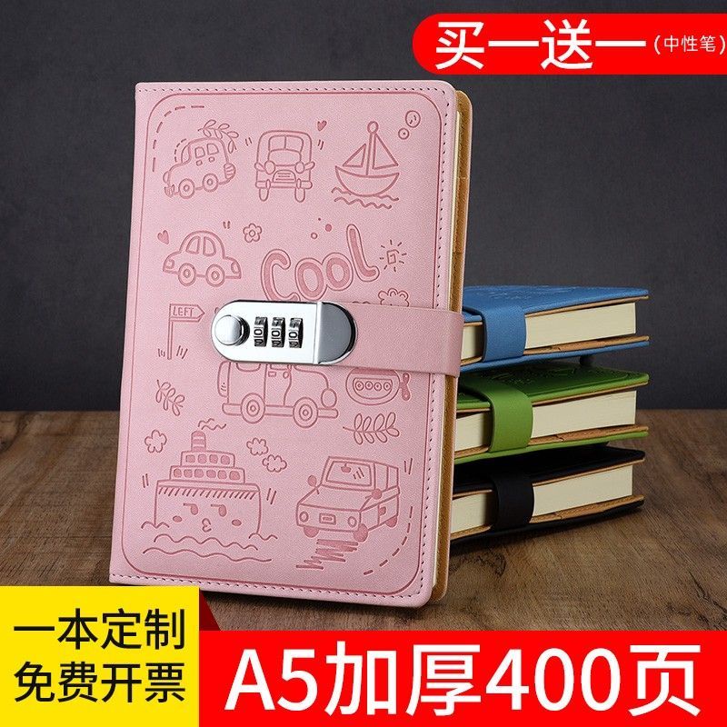 Sổ Tay Nhật Ký Khổ A5 Có Khóa Mật Khẩu Dày Dặn Họa Tiết Hoạt Hình Sáng Tạo Cho Học Sinh