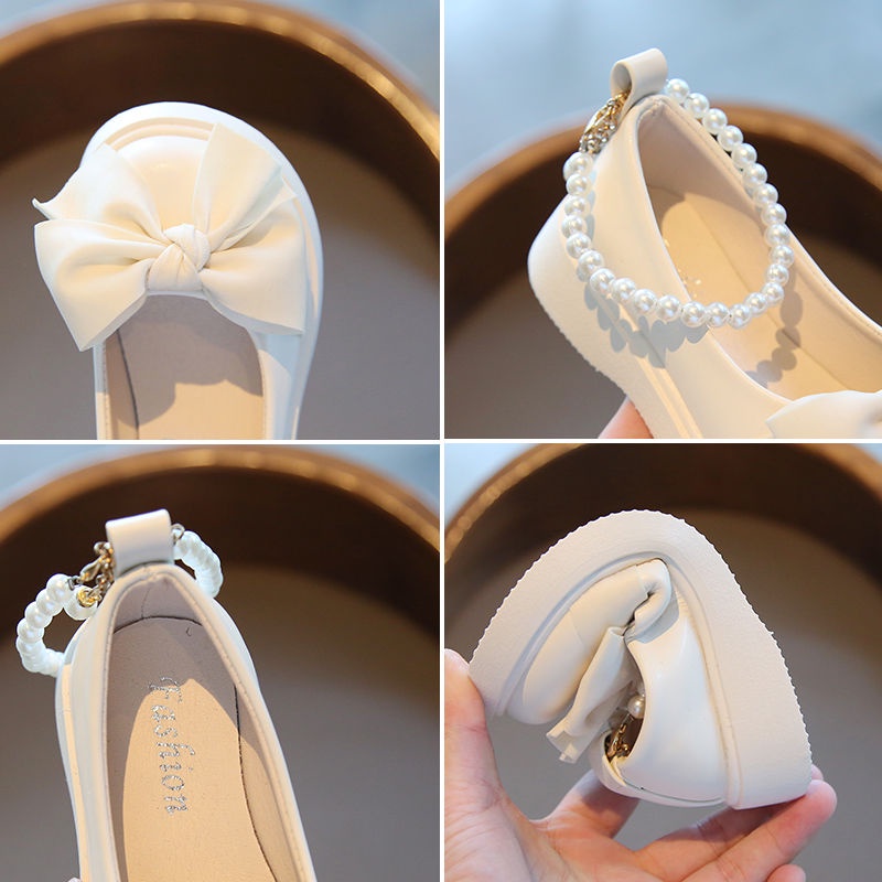 Giày Búp Bê Da Đế Mềm Thoáng Khí Đính Nơ Thời Trang Xuân Thu 2023 Cho Bé Gái