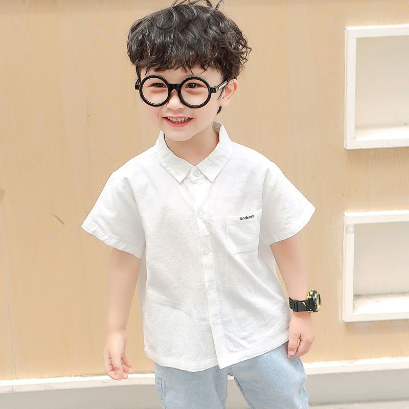 [Phong Cách Mới] ~ Áo Sơ Mi Cotton Ngắn Tay Dáng Rộng Phong Cách Mới 2023 Cho Bé Trai