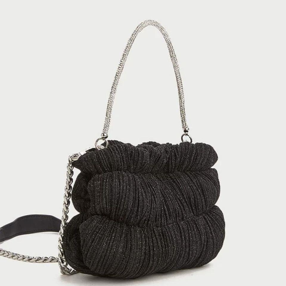 Túi Xách Đính Đá Phối Dây Xích Đeo Vai Hình Đám Mây Thời Trang Mùa Xuân 2021 Cho Nữ