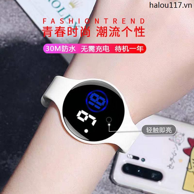 Đồng Hồ Đeo Tay Điện Tử Mặt Tròn Có Đèn LED Thời Trang Hàn Quốc Dành Cho Học Sinh