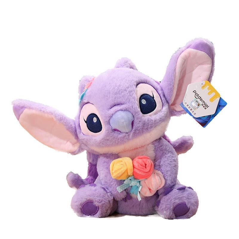 Gối Nhồi Bông Hình Stitch Hoạt Hình Màu Tím Dễ Thương Dùng Làm Quà Tặng Sinh Nhật Cho Bé Gái
