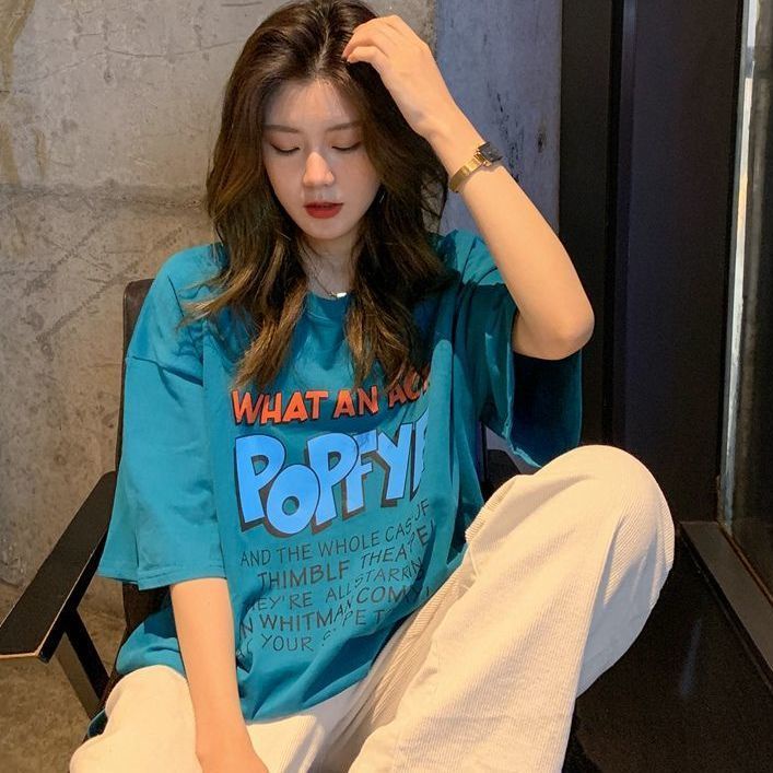 Áo Thun Tay Ngắn Dáng Rộng Dễ Thương Thời Trang Mùa Hè Phong Cách Hàn Quốc Cho Nữ
