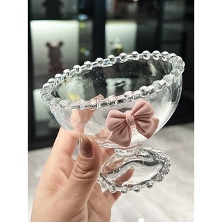 Ly thủy tinh uống cà phê / kem / bánh có nơ trái tim dễ thương cho bé gái