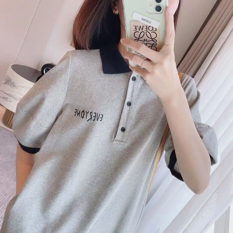 Áo Thun Ngắn Tay Cổ polo Dáng Chữ A In Họa Tiết Mặt Cười Thời Trang Mùa Hè Hàng Mới Dành Cho Bạn Nữ