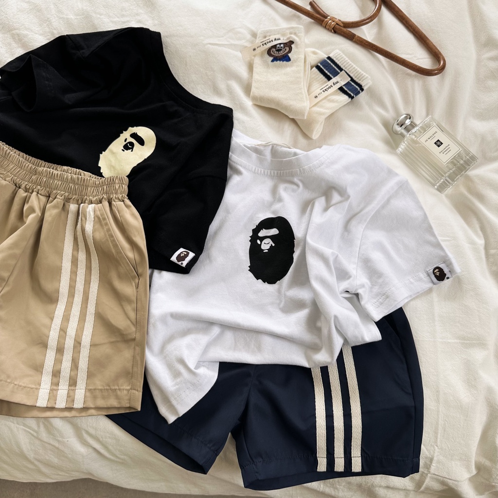 Áo Thun Tay Ngắn Họa Tiết Hoạt Hình Kẻ Sọc Đơn Giản Thời Trang Mùa Hè Cho Bé Trai