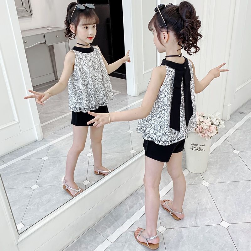 Set Đồ Mùa Hè 2 Món Gồm Áo + Quần Dài Thời Trang Hàn Quốc Cho Bé Gái 3-4 - 5-6 - 7-8 - 9-10 - 11-12 Tuổi 2023 Áo Thun Thiết Kế Mới Năng Động Thời Trang