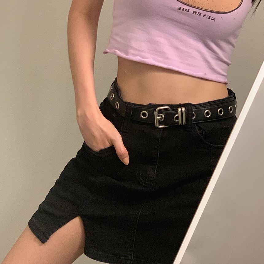 Thắt Lưng Phối Khóa Kim Loại Tròn Phong Cách retro Hàn Quốc
