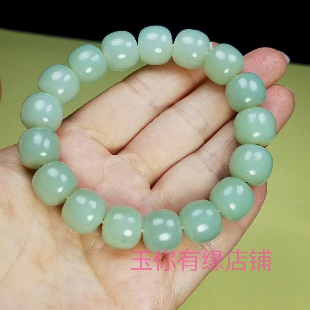 Vòng Tay Chuỗi Hạt Đá Ngọc Bích Màu Xanh Lá Nhạt Thời Trang Cho Nam Và Nữ 2023.4.14