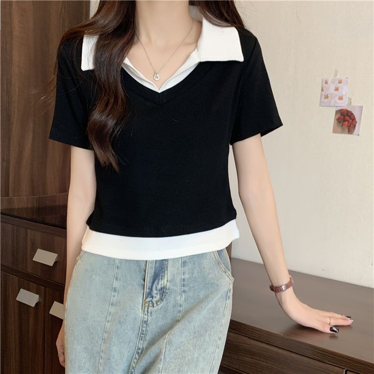 Áo Thun POLO Ngắn Tay Dáng Rộng Bằng Lụa Mát Thời Trang Mùa Hè Hàng Mới Dành Cho Bạn Nữ