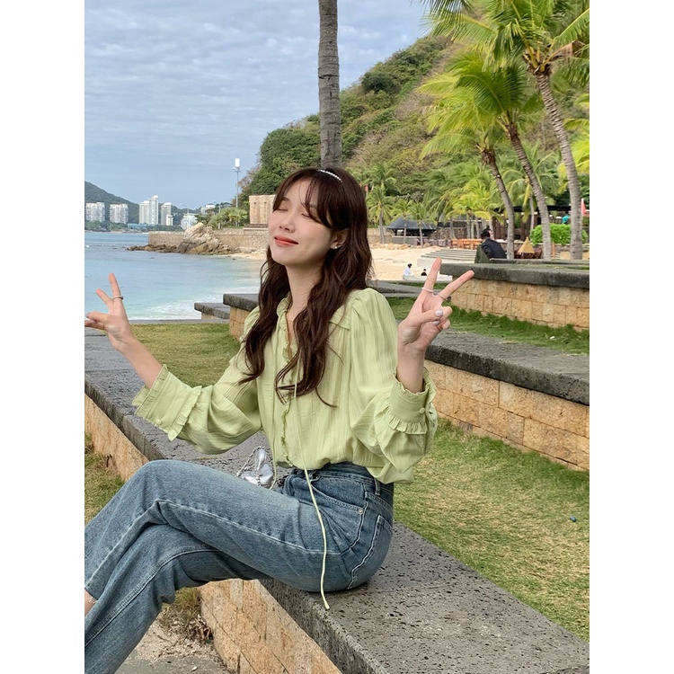 (...Phụ Kiện Chuyên Dụng Dành Cho Xe Hơi Áo Kiểu Cổ Chữ V Cột Dây Họa Tiết Quả Đào Thời Trang Mùa Xuân Thanh Lịch Dễ Phối Đồ