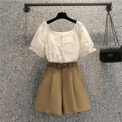 Set Áo Sơ Mi Tay Ngắn + Quần Short Thời Trang Mùa Hè Có Size Lớn Cho Người Béo 100kg