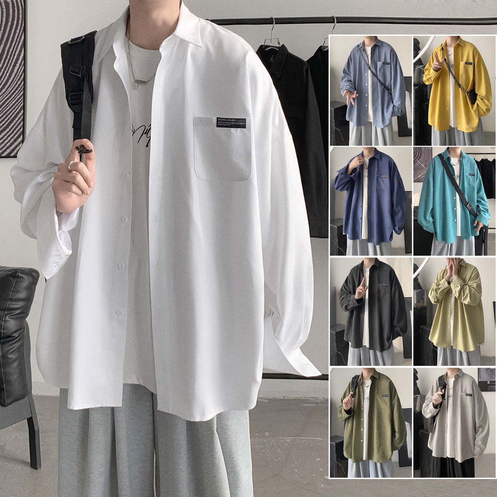 Áo Sơ Mi Tay Dài Dáng Rộng 40% Phong Cách Nhật Bản Thời Trang Mùa Thu Cho Nam