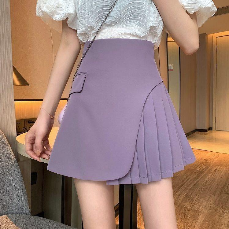 Chân Váy Tím Xếp Ly Lưng Cao Thời Trang Mùa Hè Hàn Quốc Mới 2023