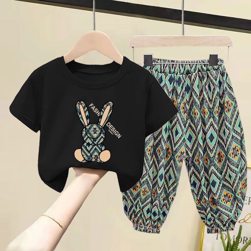 Set Áo Thun Cotton Ngắn Tay Và Quần Dài Thời Trang 2023 Cho Bé