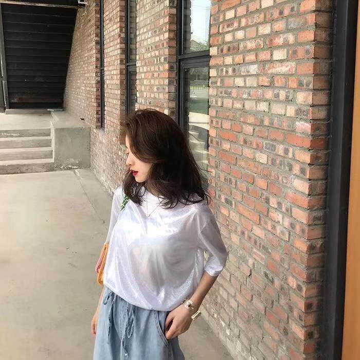 Áo Thun Tay Ngắn Cổ Tròn Màu Trơn Phong Cách Hàn Quốc Thời Trang Mùa Hè Mới Cho Nữ