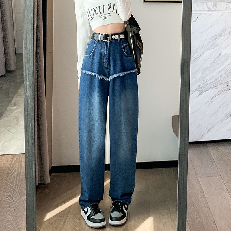 Quần Denim Lưng Cao Dáng Rộng Thiết Kế Mới Năng Động Thời Trang Dành Cho Nữ