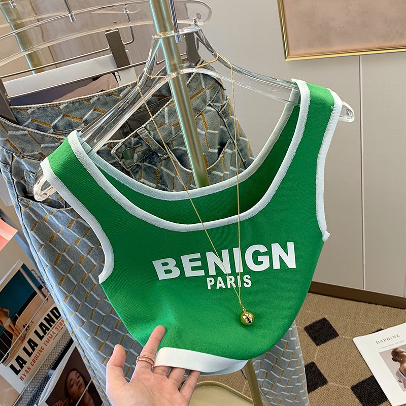 Áo Hai Dây Ngắn Mỏng Vừa Vặn Mùa Hè In Chữ Thời Trang Mới Cho Búp Bê Barbie 100kg