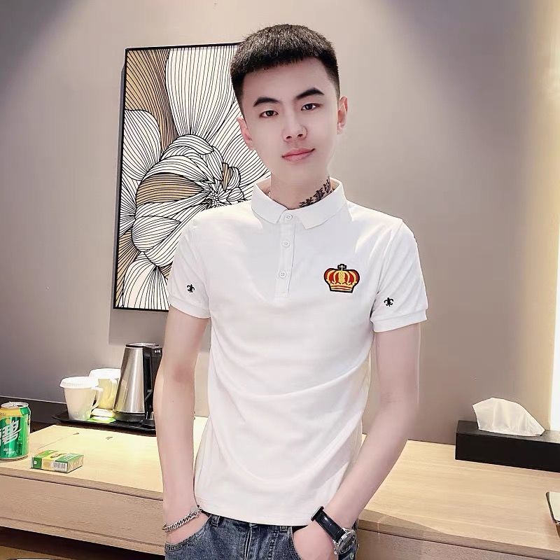 Áo Thun Polo Tay Ngắn Dáng Ôm Thêu Họa Tiết Thời Trang Cho Nam