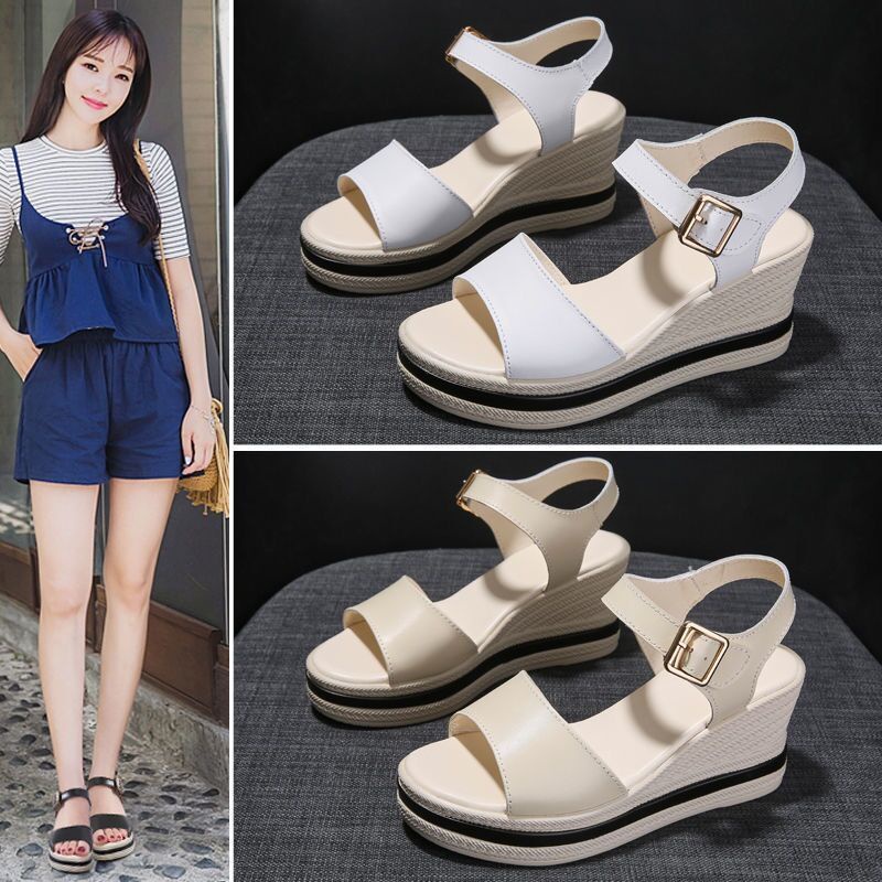 Bán Chạy Hàng Mới Về ~ Sandal Đế Dày Tăng Chiều Cao Phong Cách Hàn Quốc Cho Nữ