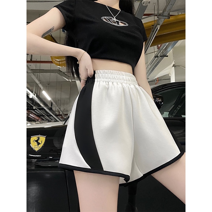 Quần Short Thể Thao Lưng Cao Ống Rộng Thời Trang Mùa Hè Phong Cách Hàn Quốc Cho Nữ