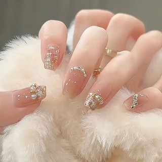 Làm Móng Tay Có Thể Đeo Móng Tay Ngắn Móng Tay Giả Thành Phẩm Cô Dâu Phụ Nữ Mang Thai Làm Móng Tay Miếng Dán Móng Tay Dễ Thương Miếng Dán