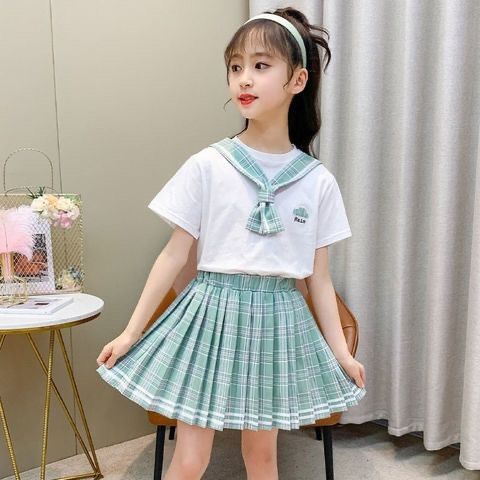 Bộ Đồng Phục Hai Mảnh Mùa Hè 2023 Phong Cách Preppy Hợp Thời Trang Cho Bé Gái