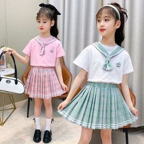Bộ Đồng Phục Hai Mảnh Mùa Hè 2023 Phong Cách Preppy Hợp Thời Trang Cho Bé Gái