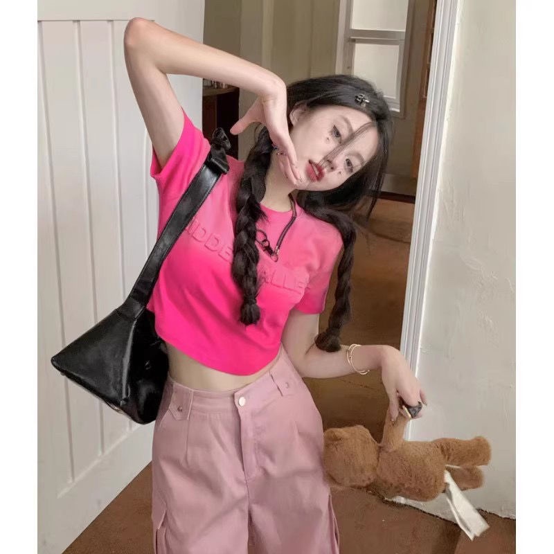 Áo Thun Ngắn Tay Màu Sắc Gradient In Hình Rồng Ngọt Ngào Thời Trang Mùa Hè Cho Nữ