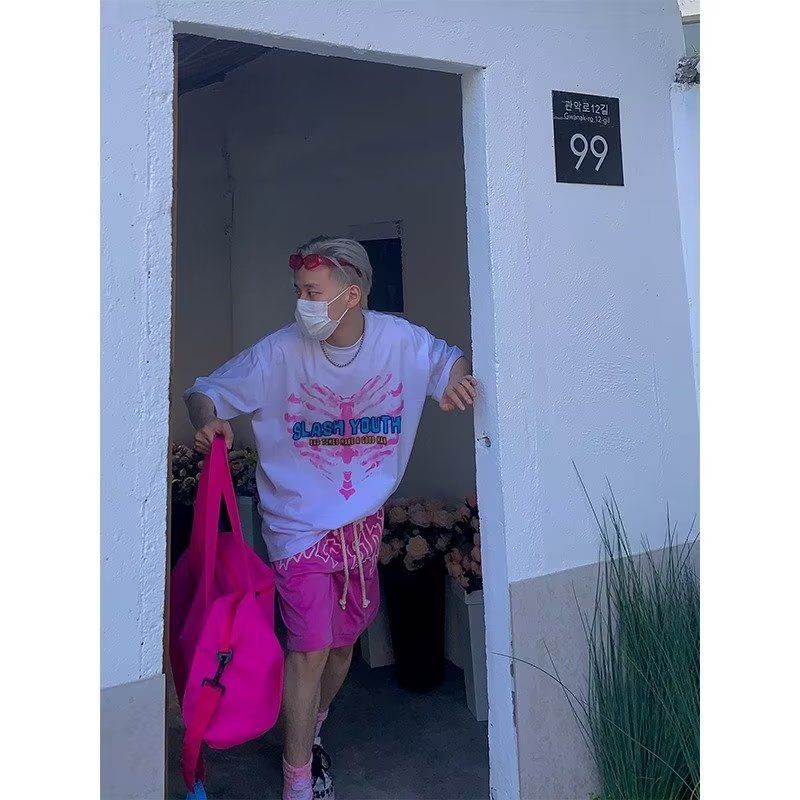 Áo Thun Tay Ngắn Dáng Rộng In Chữ Và Hình Trái Tim Thời Trang Mùa Hè