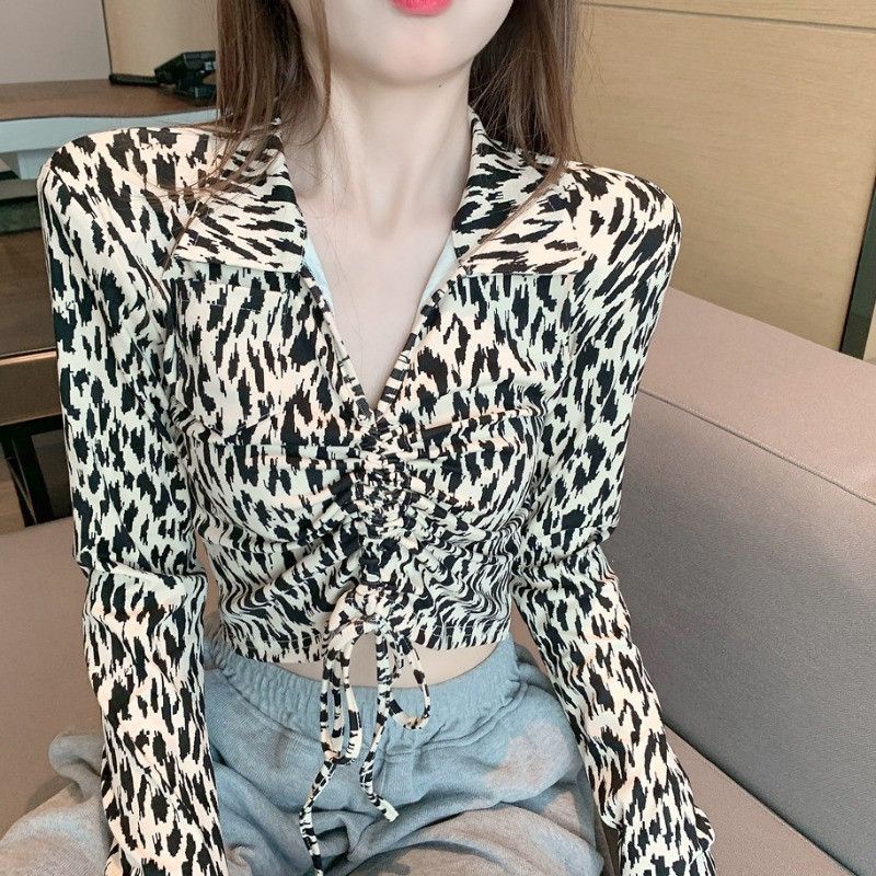 Áo Thun Dài Tay In Họa Tiết Da Báo Cá Tính Dành Cho Nữ