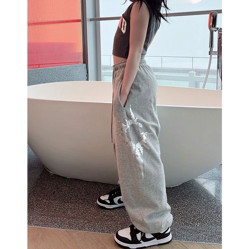 Quần Thể Thao Hip-Hop Đường Phố Dáng Rộng Đơn Giản Cho Bé Gái