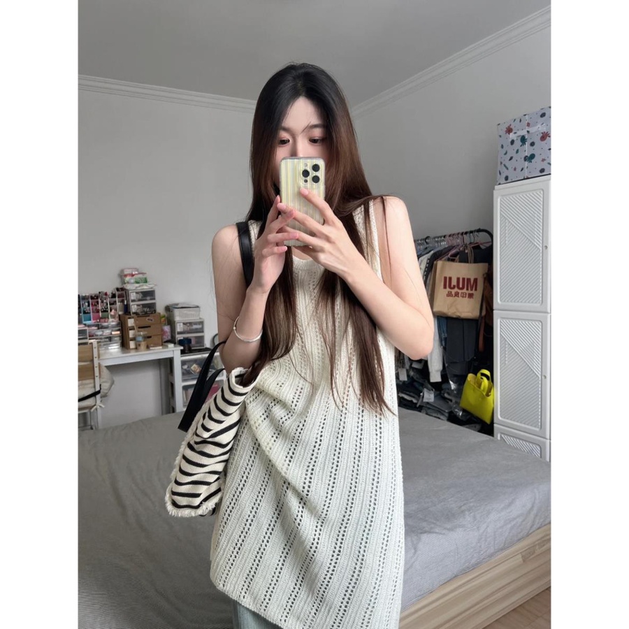 Áo Sweater Không Tay Dáng Rộng Phong Cách Retro Mùa Hè Mới Cho Nữ