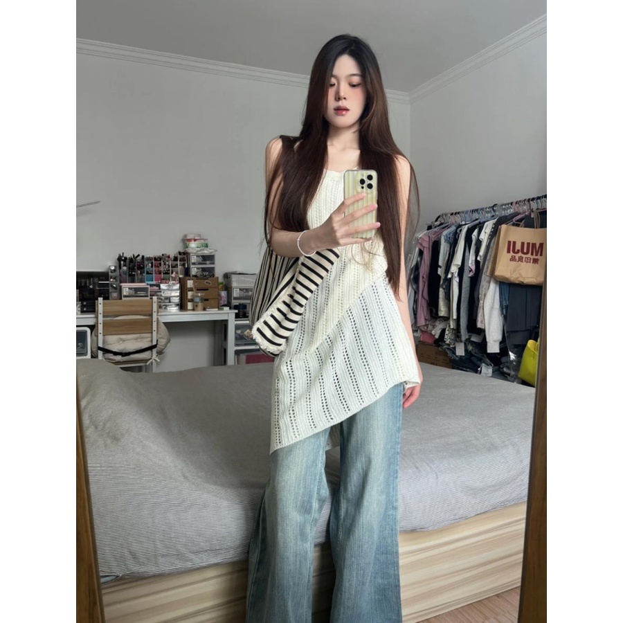 Áo Sweater Không Tay Dáng Rộng Phong Cách Retro Mùa Hè Mới Cho Nữ