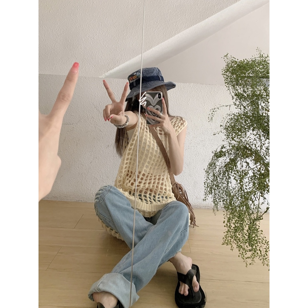 Phong Cách Mới Is Coming Áo Lưới Dệt Kim Rỗng Dáng Dài Phong Cách Niche Chic Thiết Kế Kiểu Nhật Ký Mặc Vào Mùa Hè Cho Nữ