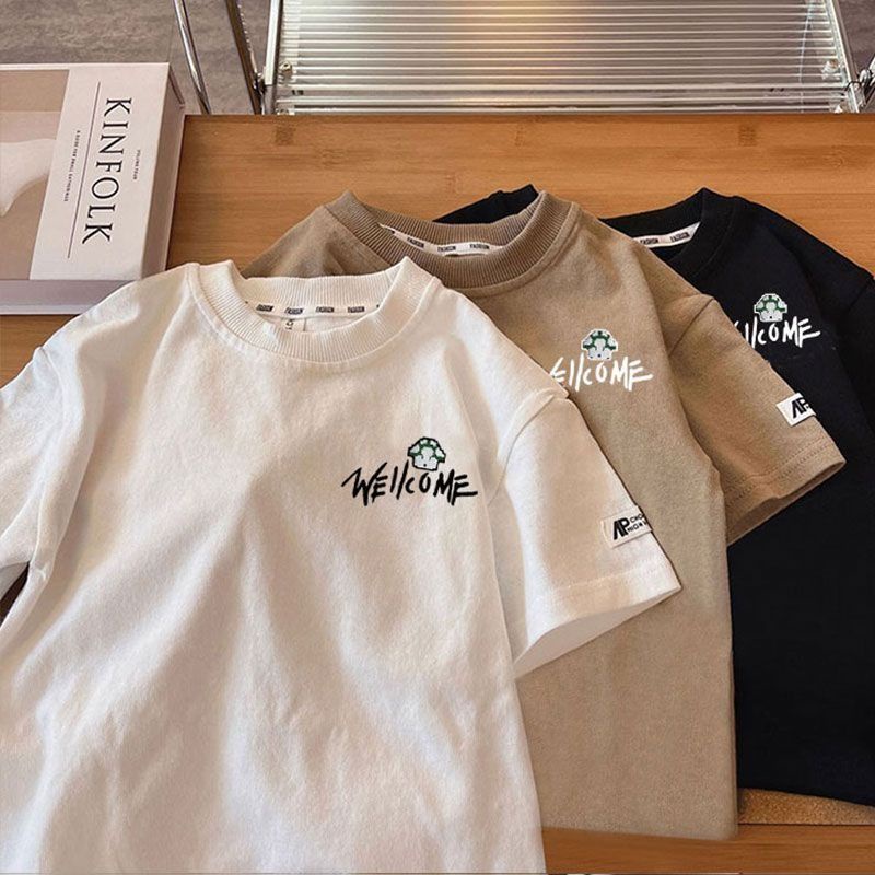 Áo Thun Mùa Hè 100% Cotton Tay Cộc Thời Trang Cho Bé Trai Và Bé Gái