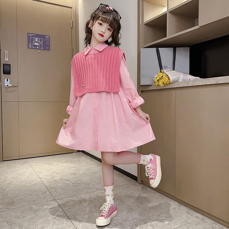 Đầm Sơ Mi Phong Cách Hàn Quốc Cho Bé Gái