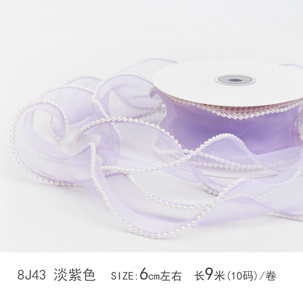 Jiuxia Ngọc Trai Đuôi Cá Sợi Bó Hoa Trang Trí Ruy Băng Hoa Bao Bì Ruy Băng Sóng Sợi Ruy Băng Nơ Tự Làm Chất Liệu