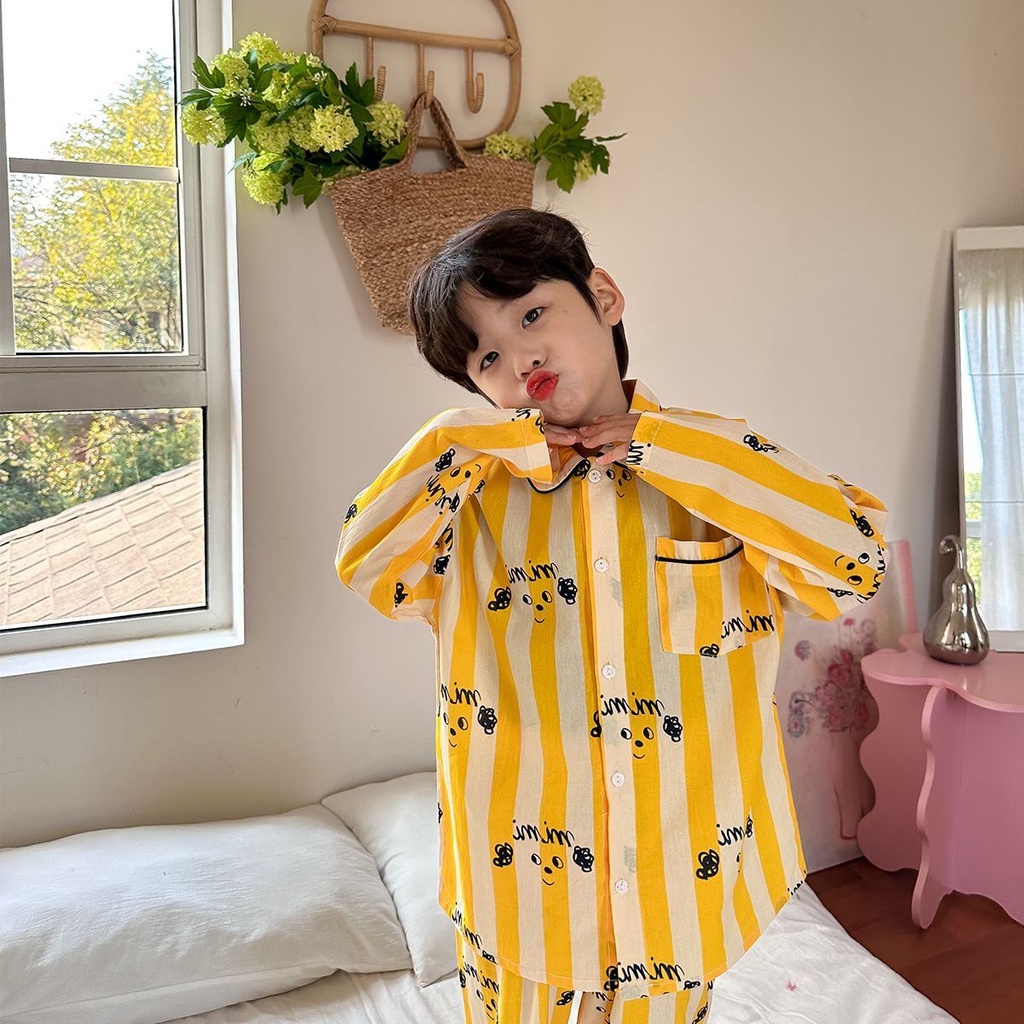 Boys 'pyjama trẻ em xuân thu 2023 phong cách mới phim hoạt hình thời trang vừa lớn bộ đồ trẻ em thường bé trai dài tay đồ mặc nhà