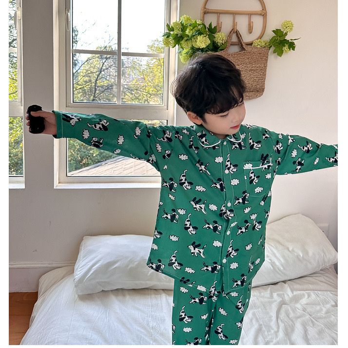 Boys 'pyjama trẻ em xuân thu 2023 phong cách mới phim hoạt hình thời trang vừa lớn bộ đồ trẻ em thường bé trai dài tay đồ mặc nhà
