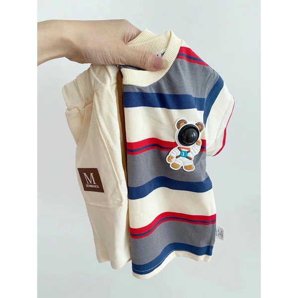 Áo Thun Ngắn Tay Họa Tiết Hoạt Hình Thời Trang Mùa Hè Cho Bé Trai