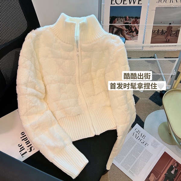Xiaoxiang Áo Khoác Sweater Dệt Kim Cao Cổ Phối Khóa Kéo Phong Cách Xuân Thu 2023 Mới Cho Nữ