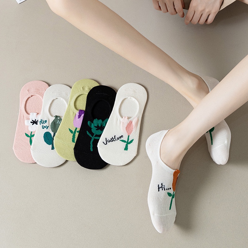 Vớ ngắn vô hình WAFNHA D800 phối silicon chống trượt phong cách Hàn Quốc cho nữ