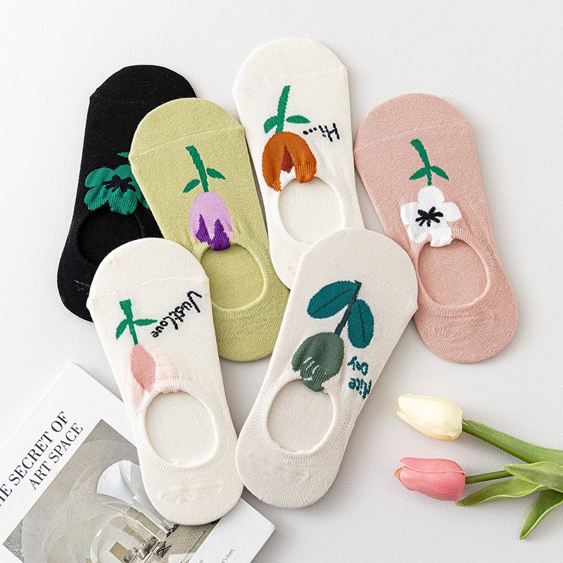 Vớ ngắn vô hình WAFNHA D800 phối silicon chống trượt phong cách Hàn Quốc cho nữ